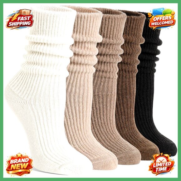 Other - Merino Wool Slouch Boot Socks 5 Pairs Warm Thermal Cozy Knit Winter
